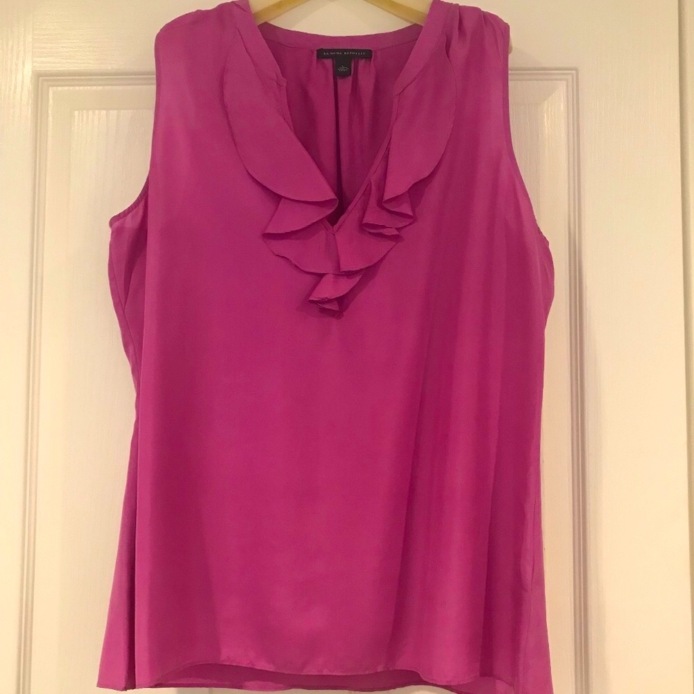Banana Republic Silk Ruffle Sleeveless Top